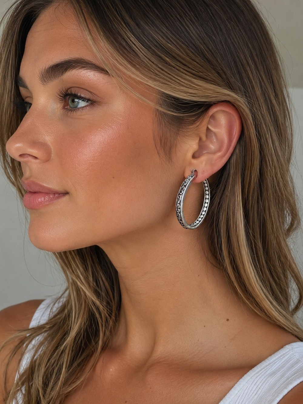Napier Silver-Tone Filigree Hoop Earrings - New with tags
